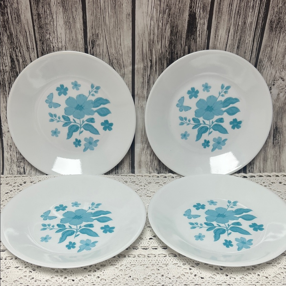 Pioneer Woman set of 4 Corelle Aqua Blue Floral small Plates
